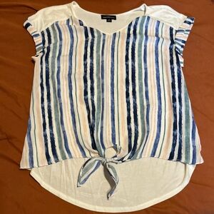 Casual Striped Tie-Front Blouse